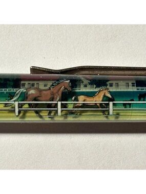 Kentucky Blue Grass Country Floaty Pen Horses Run on Track Souvenir Vintage